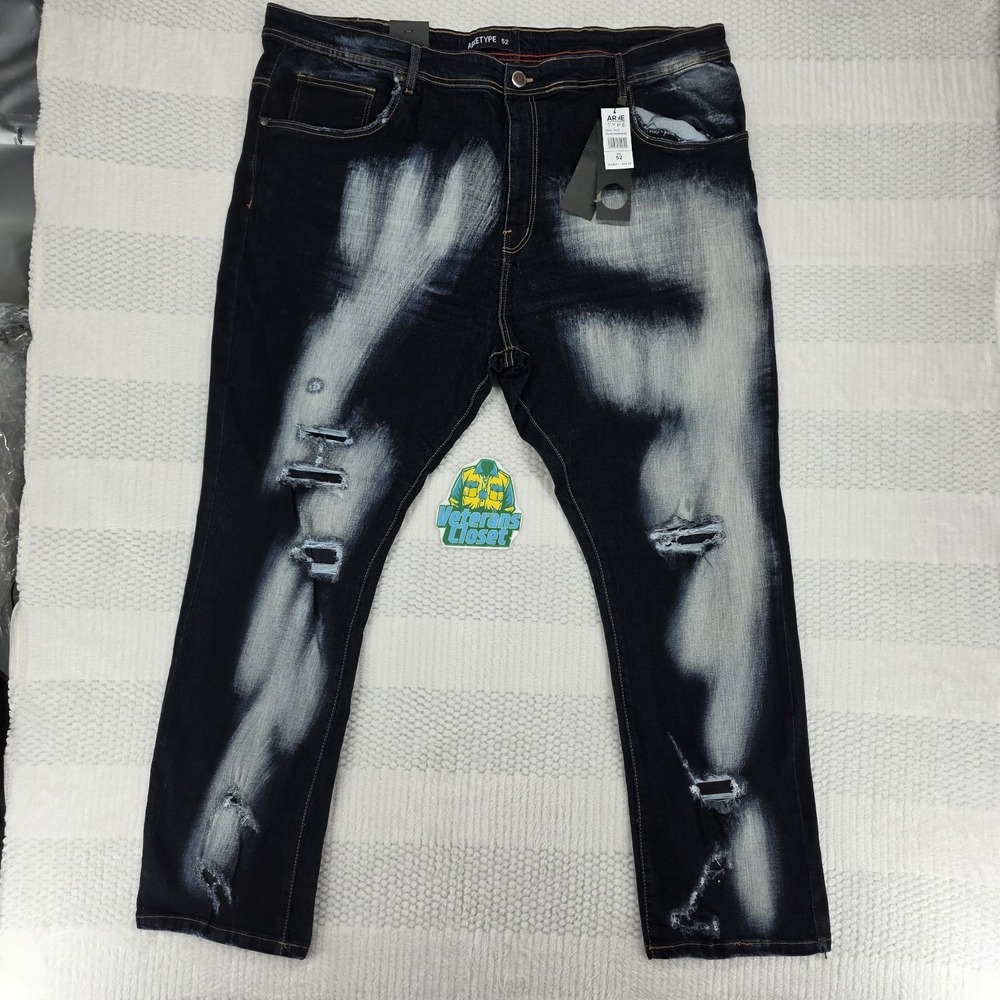 Arketype Mens Distressed Ripped Jeans 52x33 Blue Denim P2119 BNWT Streetwear